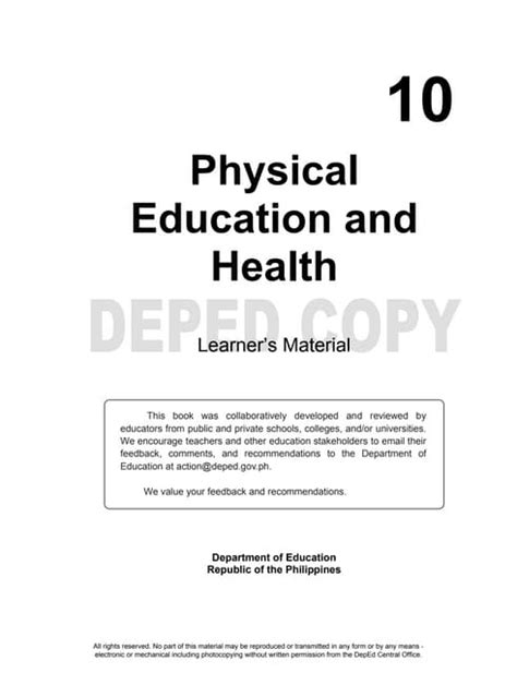 Physical education 10 learning material .
